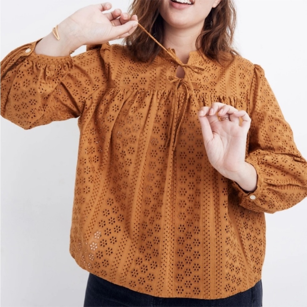 Madewell Gold Eyelet Blouse